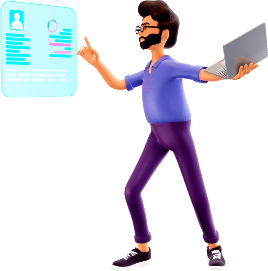 Illustration of Koushik working on a laptop